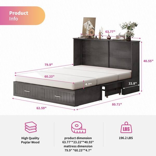 Mixoy Murphy Bed with Charge Folding Wall Bed with