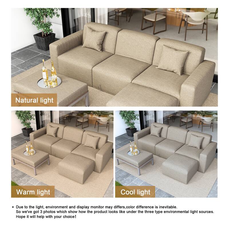 5-Piece Modular Sets Sectional Sofa Set Patio Conversation Sets