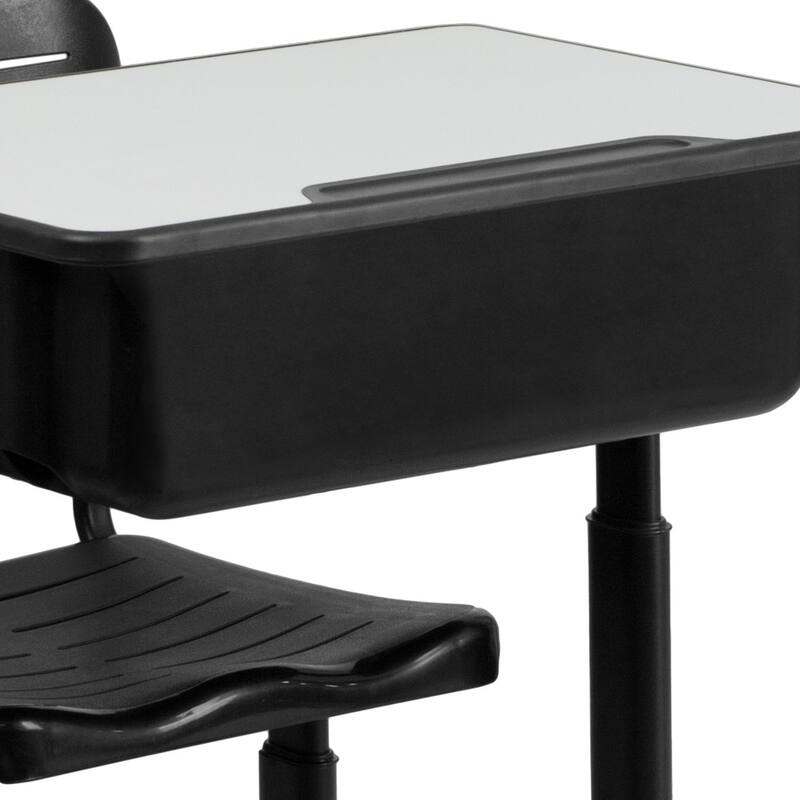 Adjustable Height Student Desk and Chair with Pedestal Frame - Set of 3 - 23.625"W x 17.75"D x 28.25" - 31.5"H