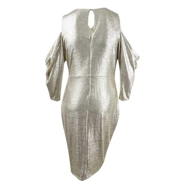 rachel roy pleated metallic wrap dress