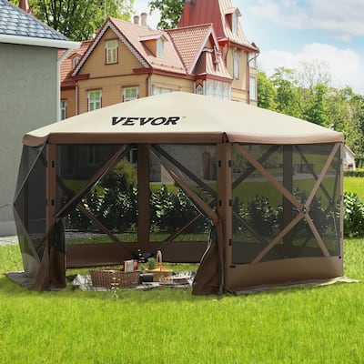 VEVOR Camping Gazebo Screen Tent 6 Sided Pop-up Canopy Shelter Tent with Mesh Windows Portable Carry Bag