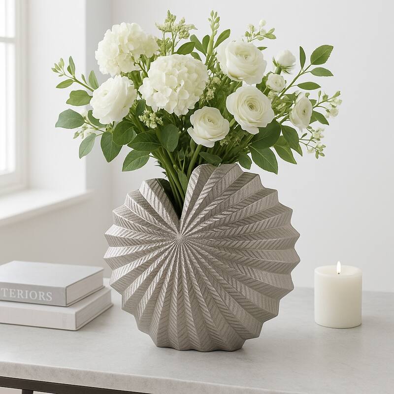 Aluminum Metal Vase Coastal Glam Decorative Accent - 13" Silver