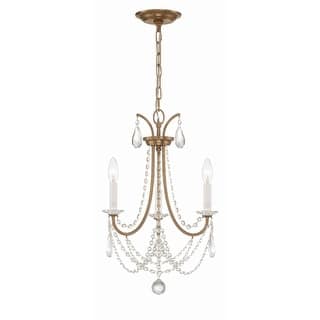 Karrington 3 Light Aged Brass Mini Chandelier - 14"W x 21"H
