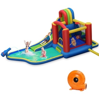 Costway Inflatable Kid Bounce House Slide Climbing Splash Pool Jumping