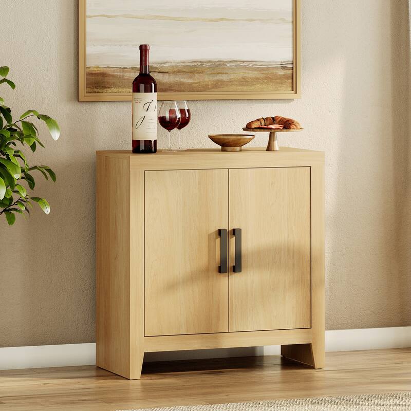 WAMPAT Farmhouse Buffet Cabinet with Door, Kitchen Sideboard for Dining & Living Room - 1PCS-Oak