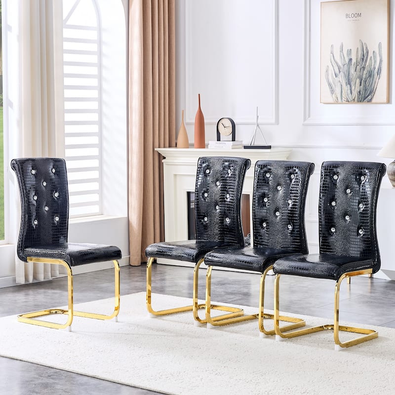 Set of 4 Upholstered Dining Chairs - Black