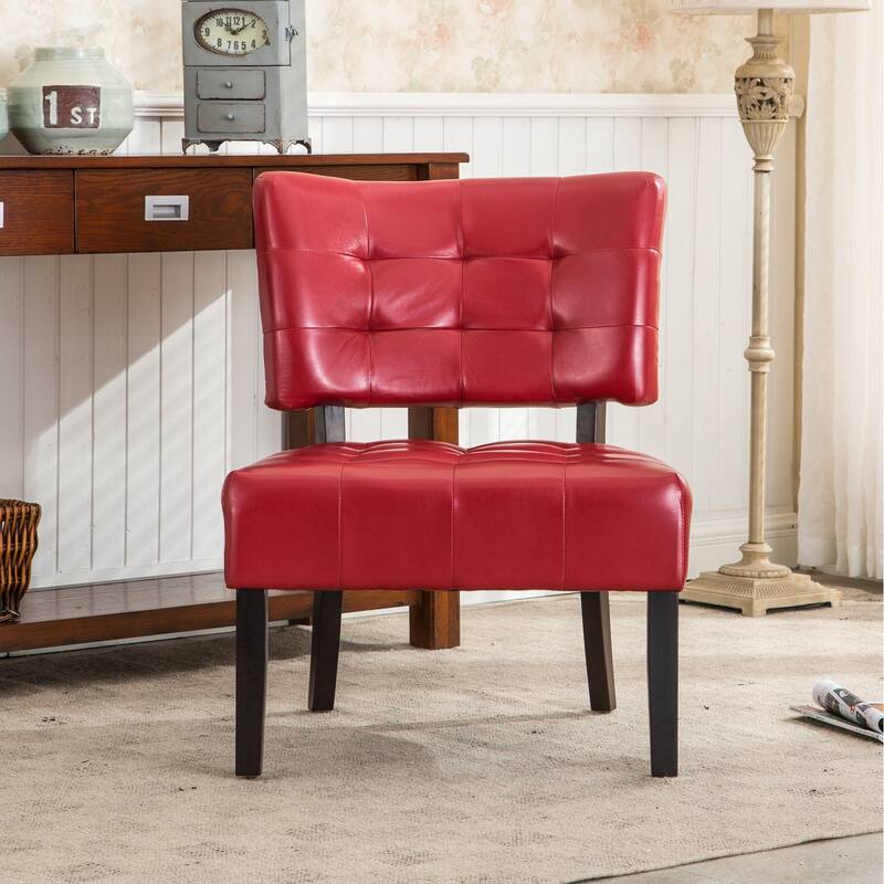 Faux Leather Tufted Accent Chair with Oversized Seating