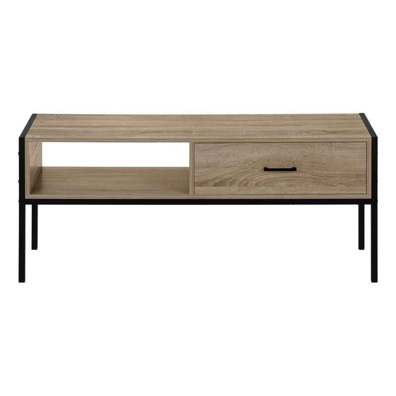 Contemporary 48-Inch TV Stand with Storage Drawer and Cable Management, Grey Laminate, Black Metal Frame