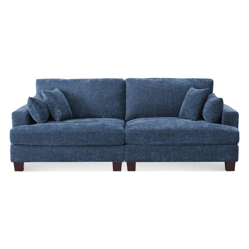 88"W 3-Seater Sofa Chenille Upholstered Couch Modern Loveseat Sofa Wooden Frame Sofa for Living Room