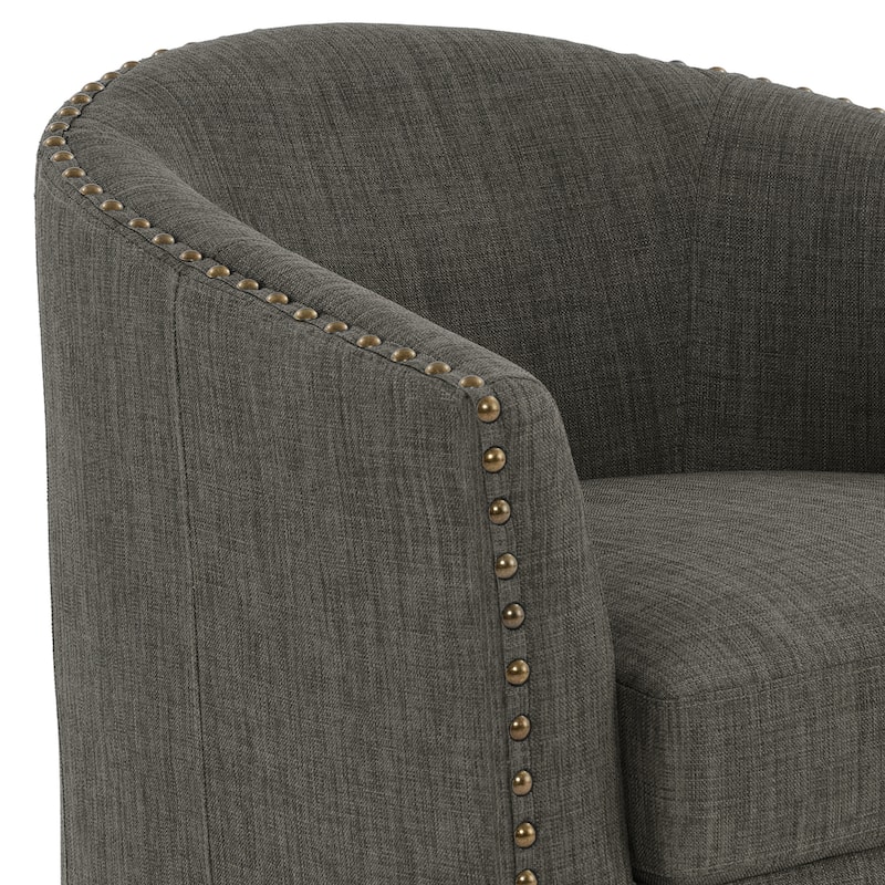 George 2 Set 30"W Upholstered Swivel Barrel Chair with Nailheads