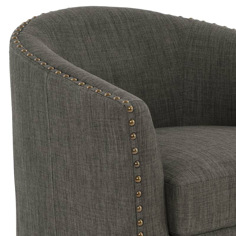 Modern Swivel Barrel Chair with Nailhead Trim