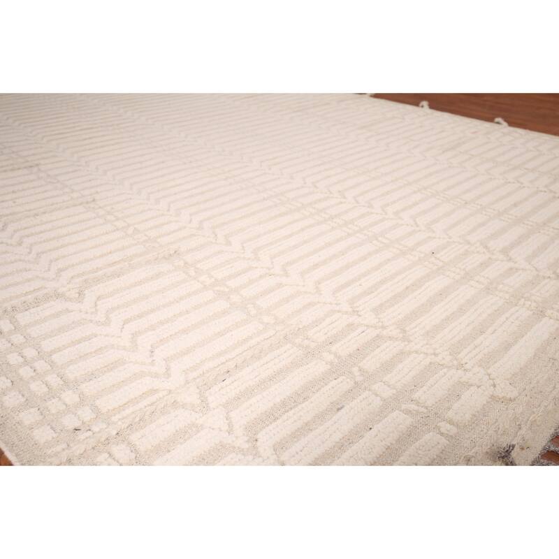 Earth Tone Moroccan Area Rug Handmade Oriental Wool Carpet - 7'11" x 10'4"