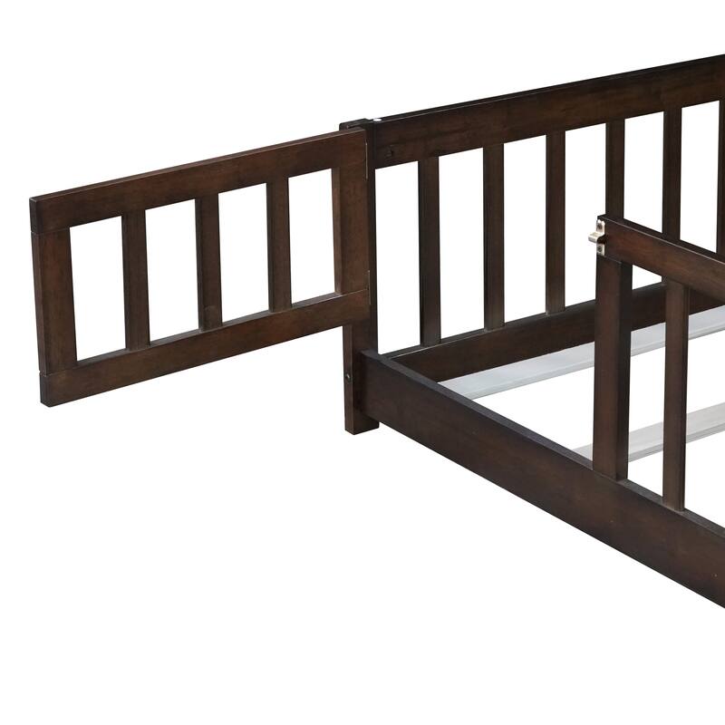 Floor Bed with Fence and Revolving Door,Ideal for Kids' Play,and Promoting Independence and Growth