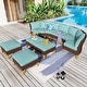 preview thumbnail 20 of 42, 12-Seat Outdoor Wicker Half-Round Furniture Set, Half-Moon Sectional Sofa All Weather Curved Conversation Set 9-Seat - Type G