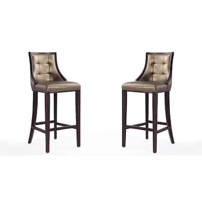 Manhattan Comfort Fifth Avenue 45 in. Walnut Beech Wood Bar Stool (Set of 2)