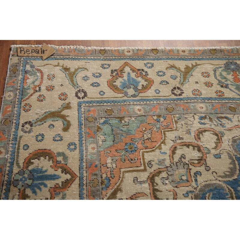 Hand Knotted Oriental 100% Wool Carpet Traditional Medallion Coral Tabriz Area Rug - 11' 7'' X 9' 9''