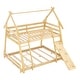 preview thumbnail 3 of 19, Twin Over Queen Bunk Bed Wooden Kids Bed with Climbing Nets and Ramp