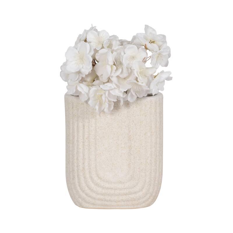 Rectangular Speckled Sand Upside Down Arch Vase - Ivory, 8"