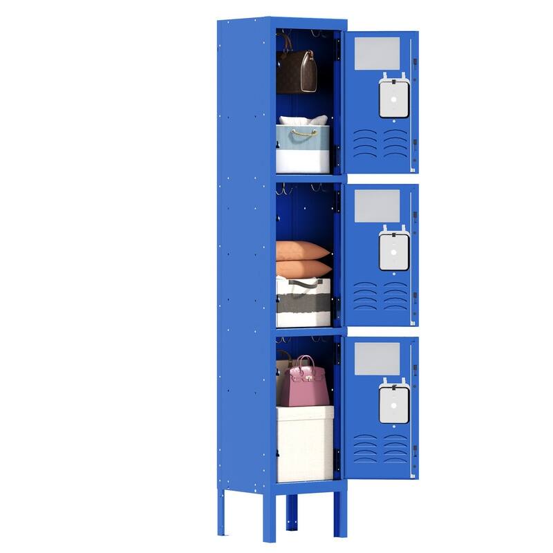 66"H Metal 3 Door Storage Locker for Employees, Gym, Garage