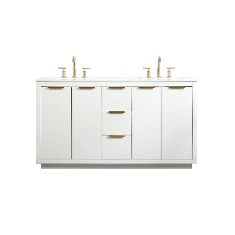 Elegant Lighting VF19460D Blake 60" Free Standing Double Basin Vanity - White - Painted