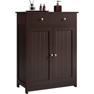 Free Standing Bathroom Cabinet with 1 Drawer 2 Doors and Adjustable Shelf, Wooden Entryway Storage Cabinet