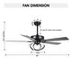 preview thumbnail 27 of 46, 52" Modern Chrome/ Black Indoor Ceiling Fan Light with Remote and 5 Resiversible Blades