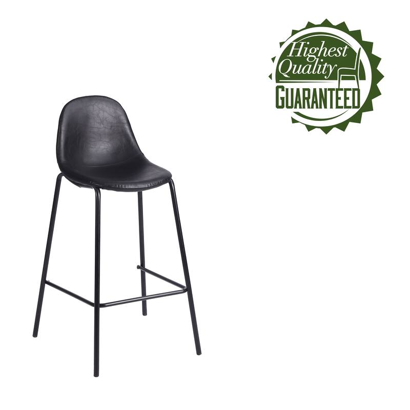 Porthos Home Theo Counter Stools Set Of 2, PU Leather Upholstery, Iron Legs