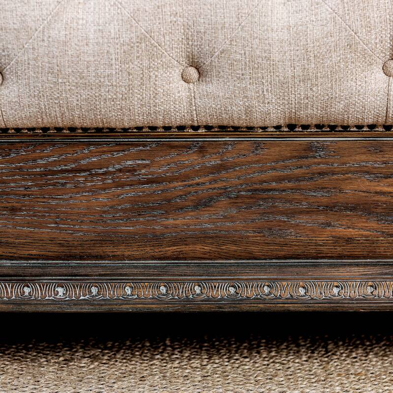 Furniture of America Brev Rustic Beige Tufted Fabric Sleigh Bed