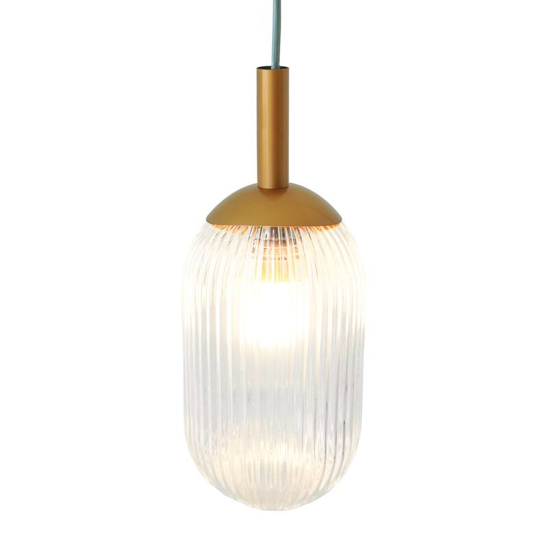 Jasmine Bronze Pendant Light with Ribbed Glass Shade