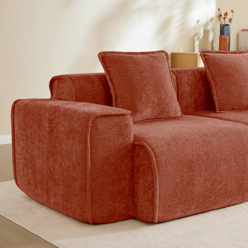 GDFStudio - Harrison Velvet Modular 2-Seater 78.74" Boneless Loveseat Sofa