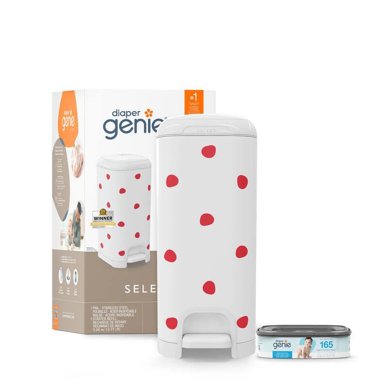 Diaper Genie Select Pail with Starter Refill - Red