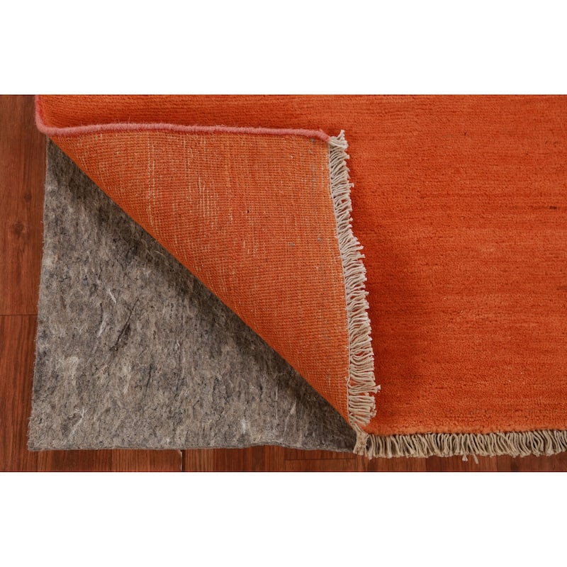 Orange Modern Gabbeh Oriental Foyer Rug Handmade Wool Carpet - 3'1" x 4'10"
