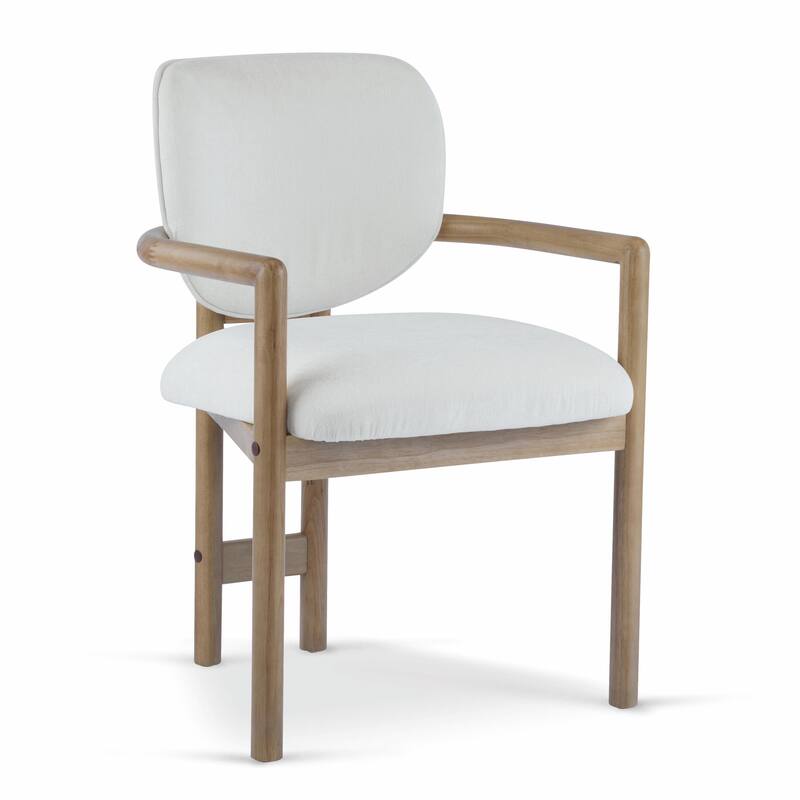 Set of 2 Upholstered Arm Chairs with Rubber Wood Accent Legs