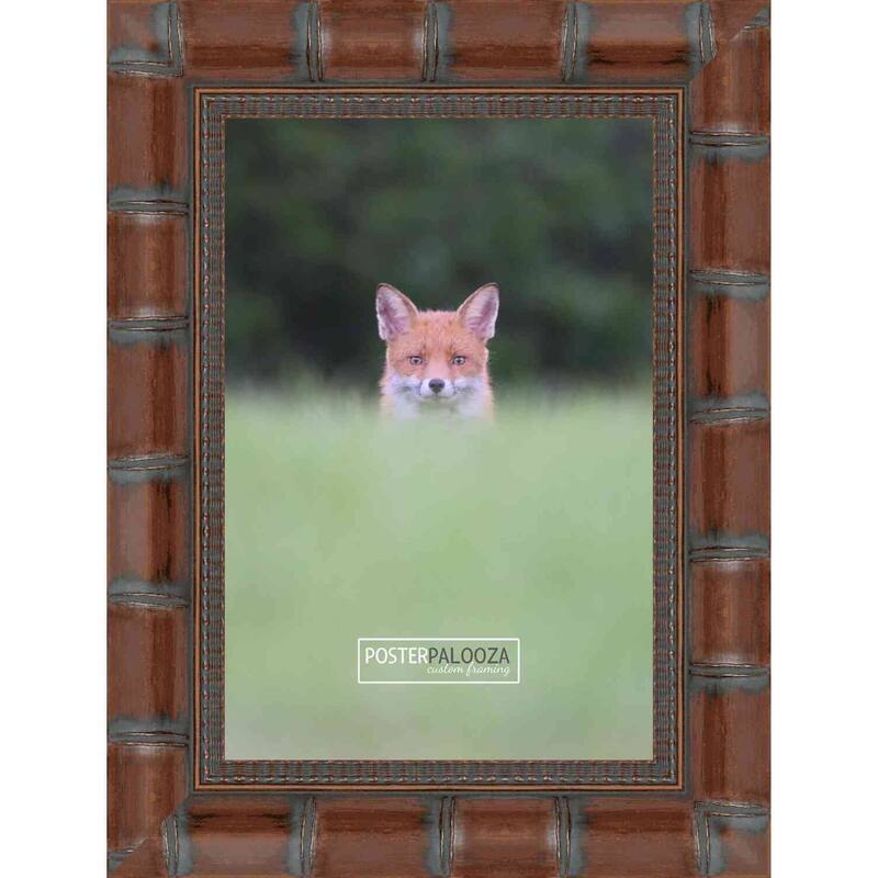 10x12 Brown Wide Bamboo Picture Frame - UV Acrylic, Foam Board Backing, Hanging Hardware