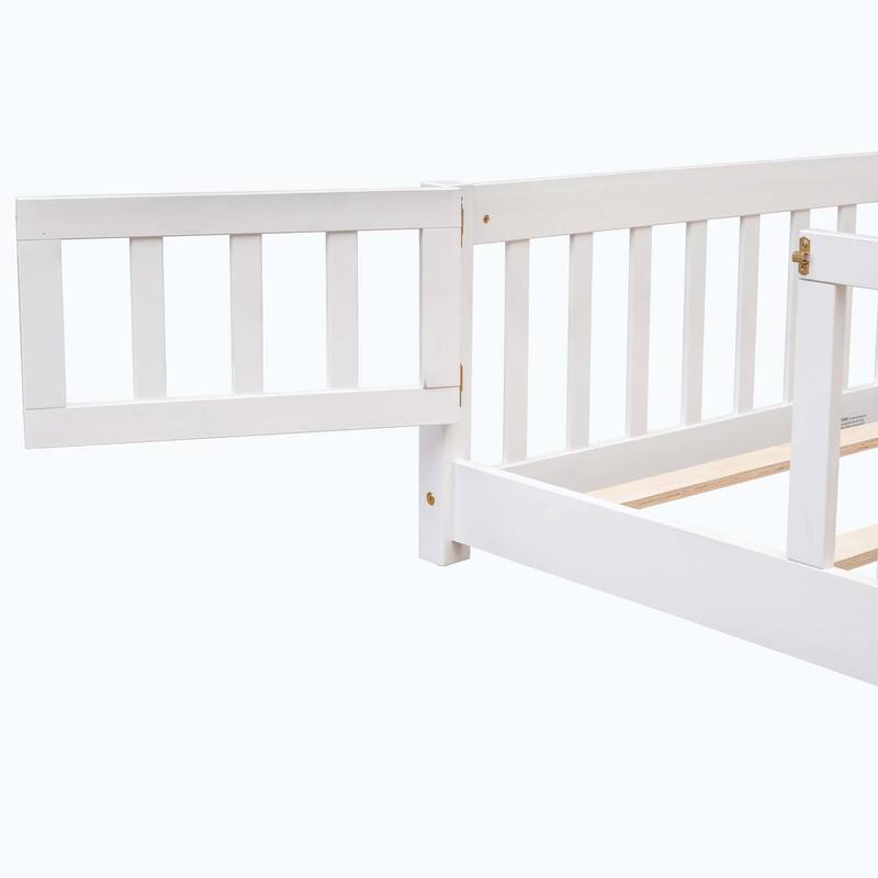 Durable Floor Platform Bed with Fence