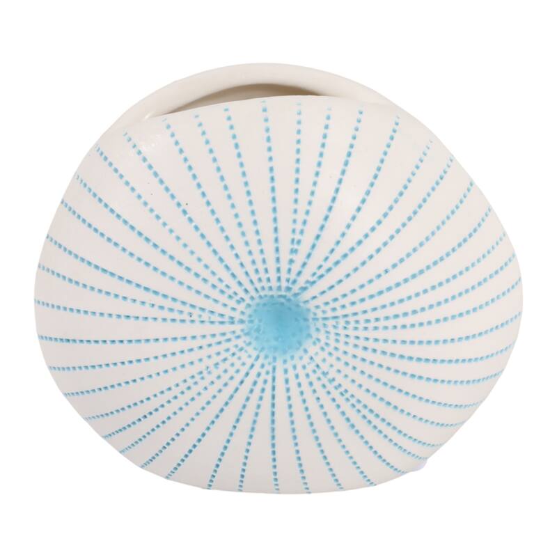 Round Shell Ceramic Vase - Stylish Dotted Pattern Flower Vase