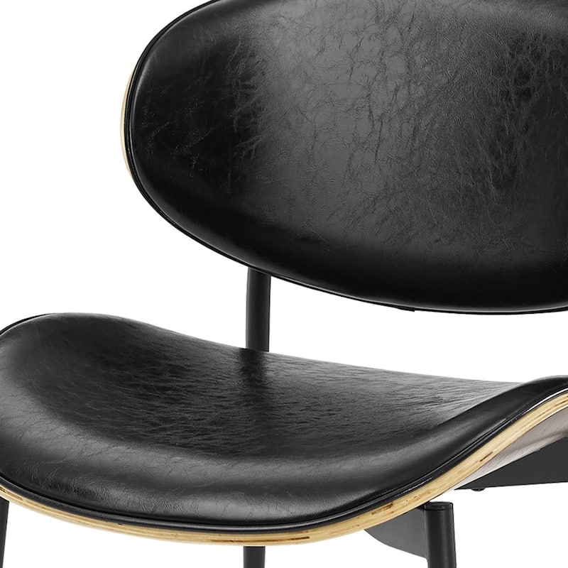 HomeRoots Set of Two Green and Black Upholstered Faux Leather Curved Back Dining Side Chairs