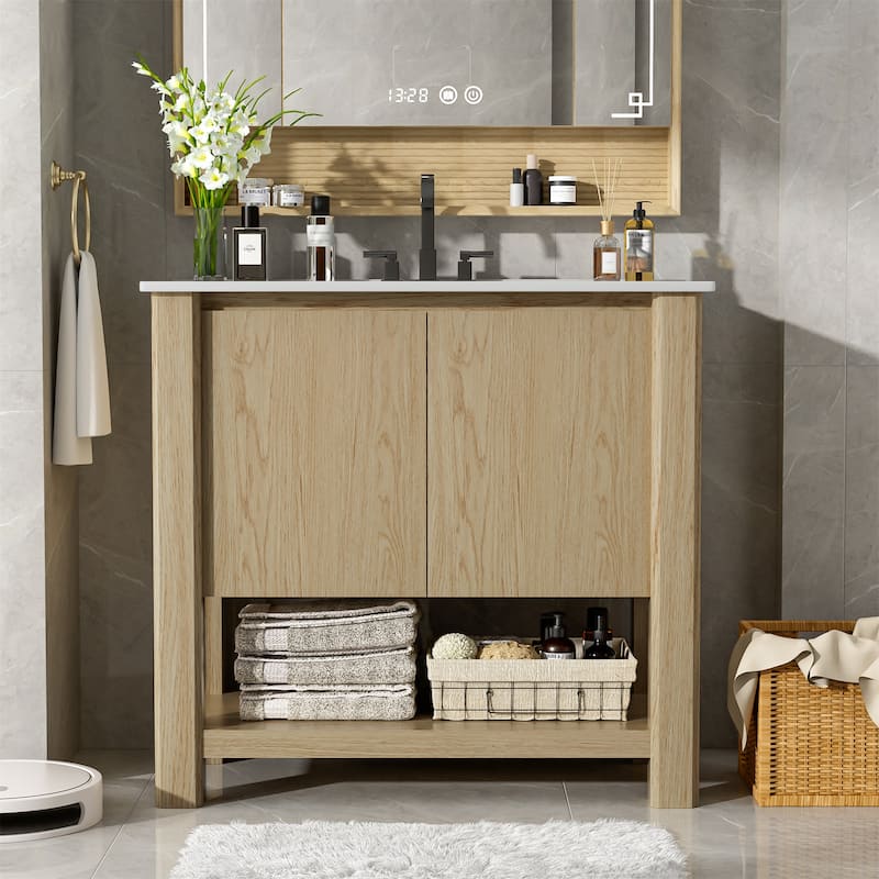 36" Modern Bathroom Vanity with Rectangle Ceramic Sink