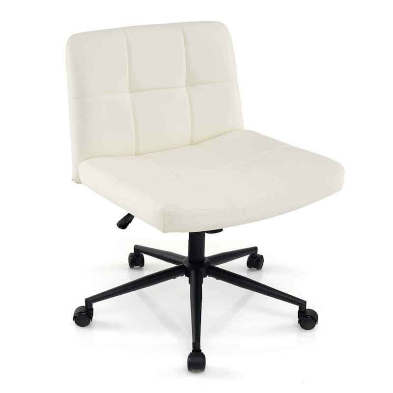 Costway Criss Cross Chair with Wheels Oversized U-shaped Seat Wheels - See Details - Beige