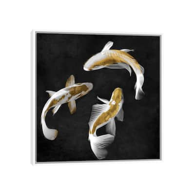 iCanvas "Gold Koi On Black II" by Tina Blakely Framed