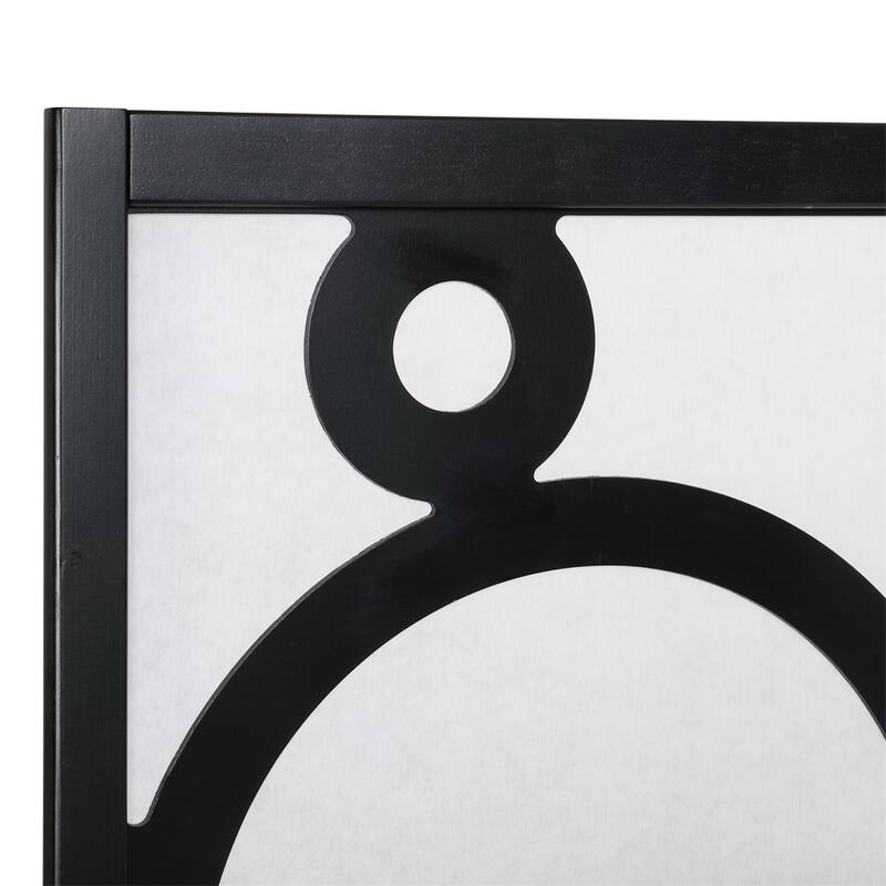 4-Panel Wood Room Divider with Circle Pattern