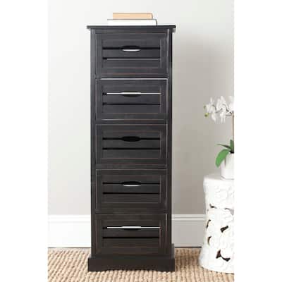 SAFAVIEH Sarina Black Storage 5-drawer Cabinet - 16.5" x 12.6" x 46.5"