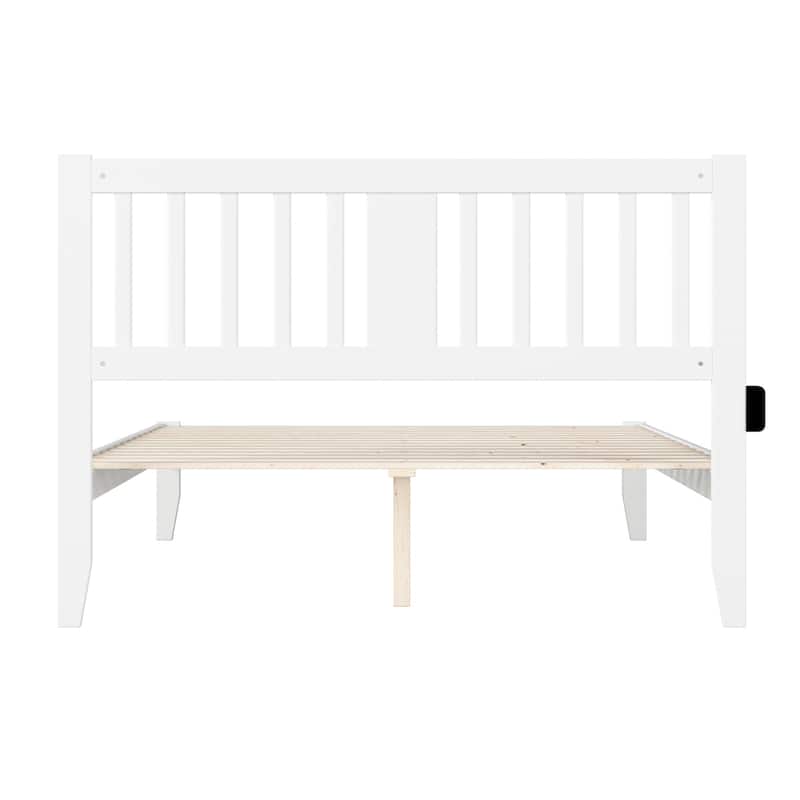 Southwestern Bed with USB Charger & Drawers - Mission Style, Walnut Finish, No Box Spring Needed
