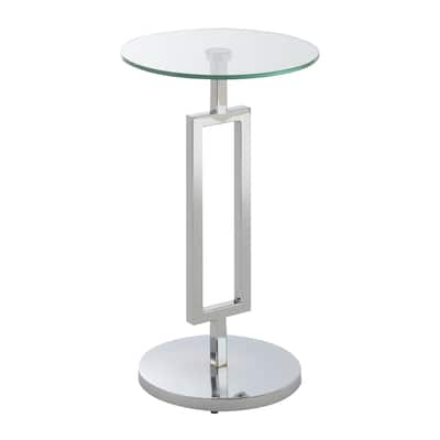 Convenience Concepts Town Square Chrome Glass Martini End Table