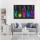 preview thumbnail 53 of 64, Luminous Party Champagne, Colorful Party Bubbles Modern Black Canvas Wall Art Print for Dining Room