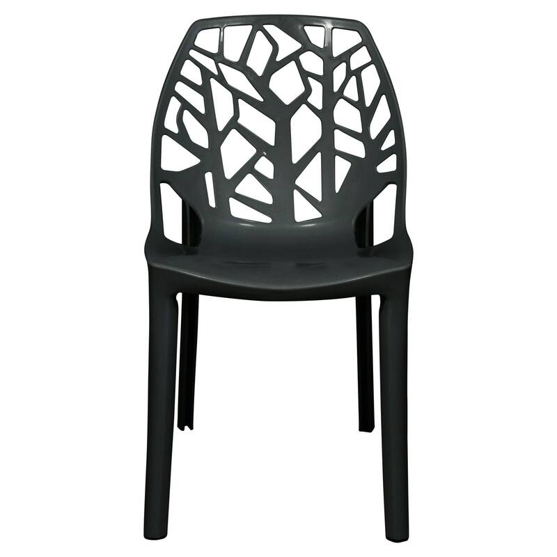 Stackable Dining Chair in Polypropylene (Set of 4) Modern Cut-out Design Backrest Accent Side Chair