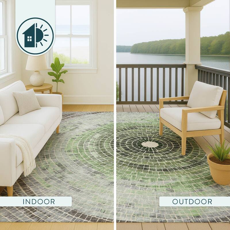 Machine Washable Indoor/ Outdoor Mosaic Rome Chantille Rug
