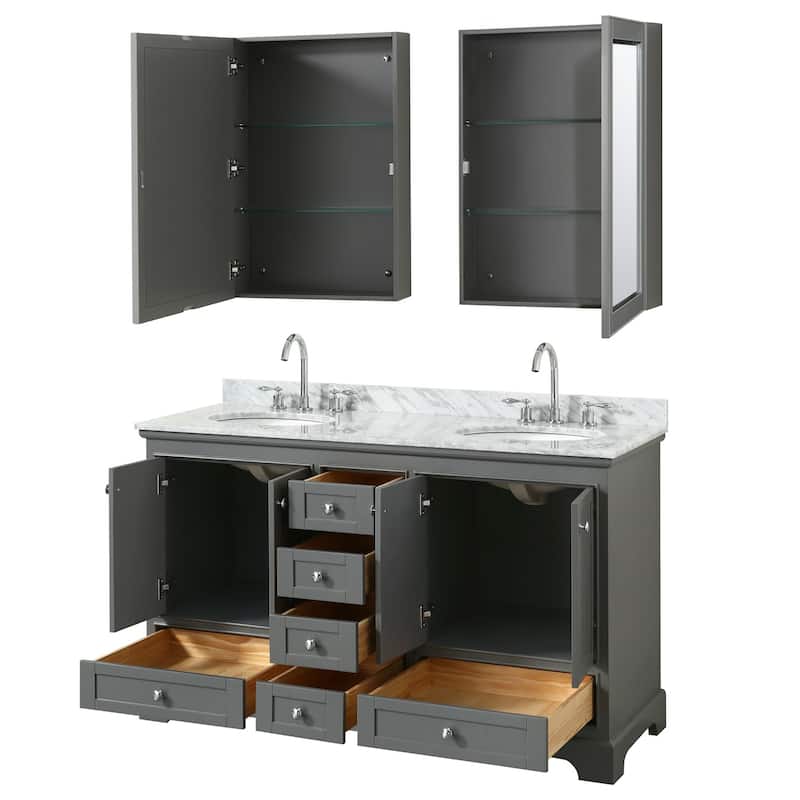 Wyndham Collection Deborah 60" Free Standing Double Vanity Set with