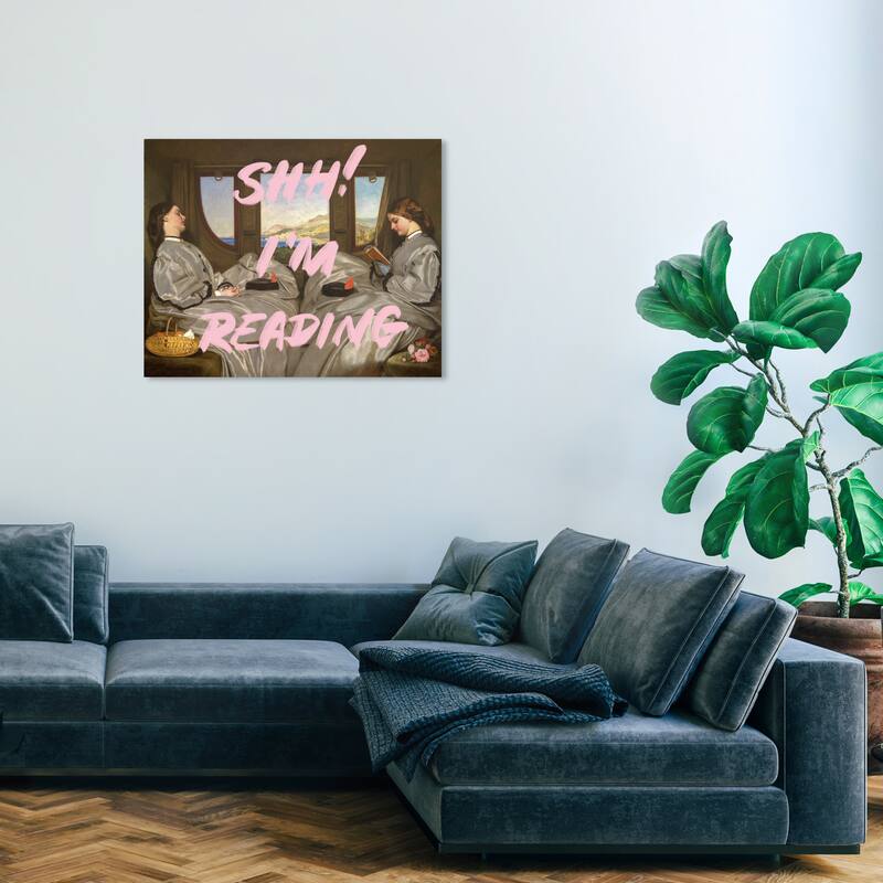 Wynwood Studio Canvas Entertainment and Hobbies Im Reading Pink and Pastel Pink Traditional Wall Art Canvas Print - 30 x 36