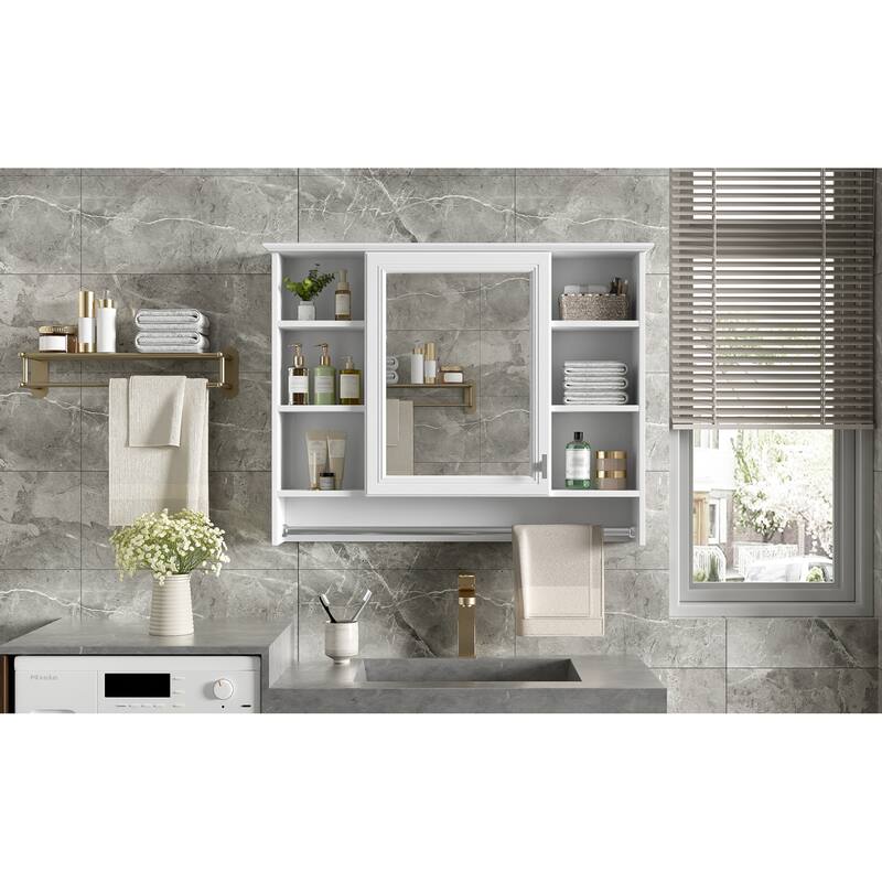 Roomfitters 36 Inch 3-in-1 Wall Mount Medicine Cabinet, Mirror Storage with Adjustable Shelf & Soft Close Doors